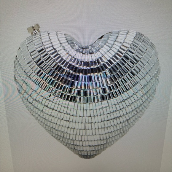 Betsey Johnson Stole My Heart Silver Heart-Shaped Clutch/Crossbody Bag